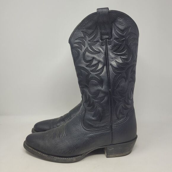 Ariat Boots Mens 9.5D Black Deertan Leather Heritage R Toe Western 10002218 - Picture 5 of 10